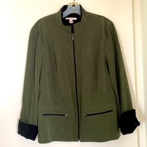 Stylish lighter weight olive blazer faux suede.